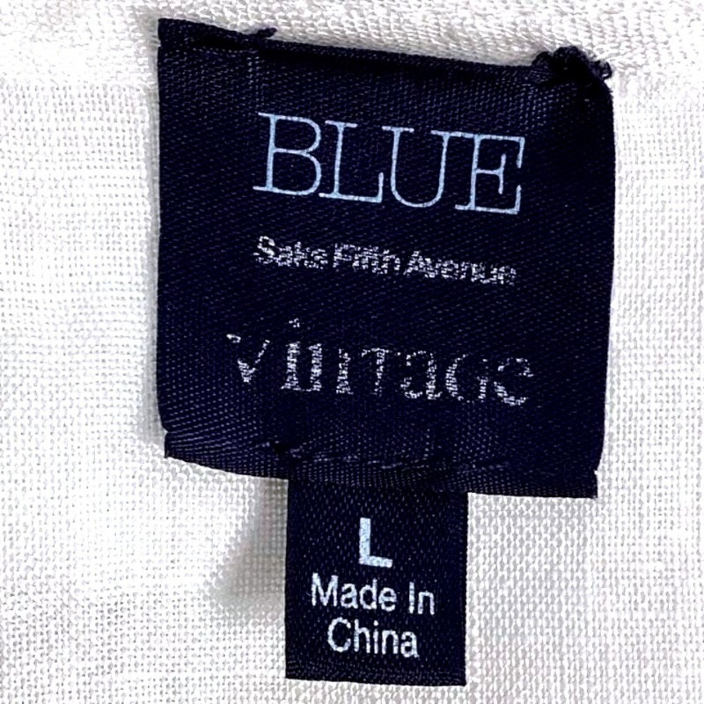Blue Saks Fifth Avenue Tunic Women Large White Good Linen V-Neck Long Sleeve‎ - Picture 6 of 16